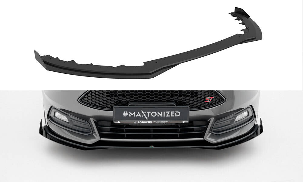 Street Pro Frontlippe passend für Ford Focus ST Mk3 FL schwarz matt + Hochglanz Flaps