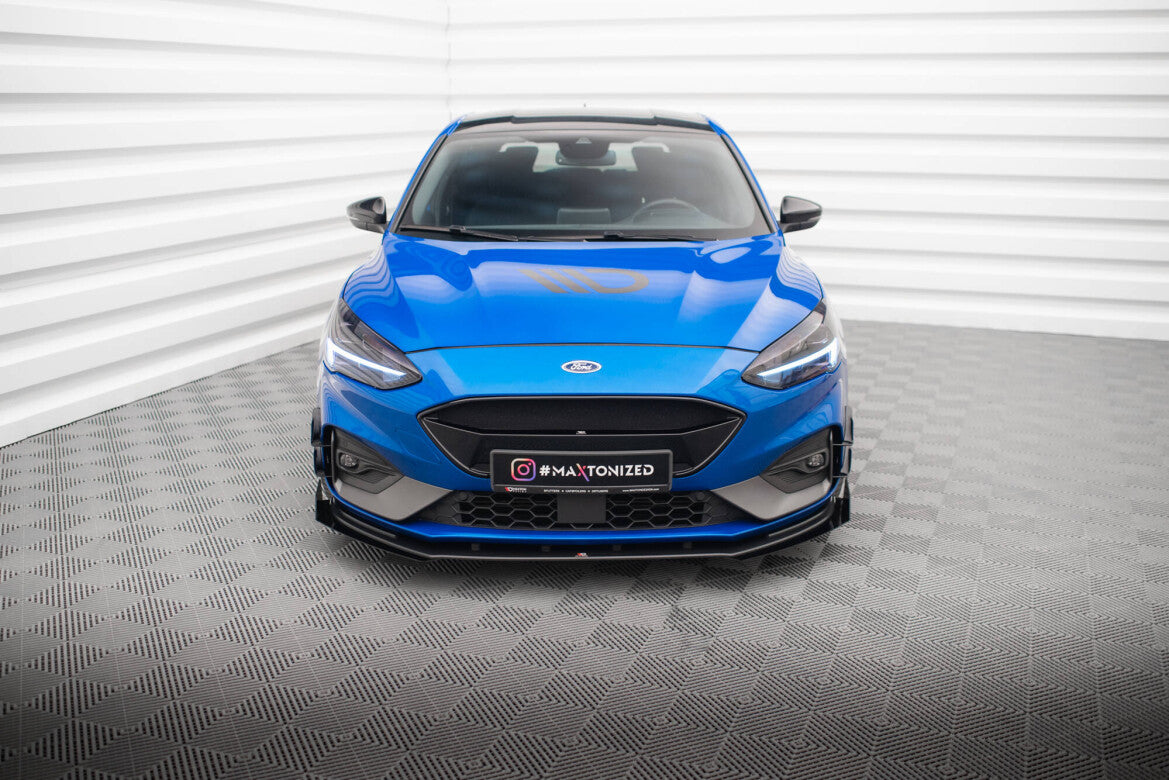 Street Pro Frontlippe passend für Ford Focus ST / ST-Line Mk4 schwarz matt + Hochglanz Flaps