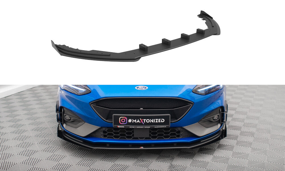 Street Pro Frontlippe passend für Ford Focus ST / ST-Line Mk4 schwarz matt + Hochglanz Flaps