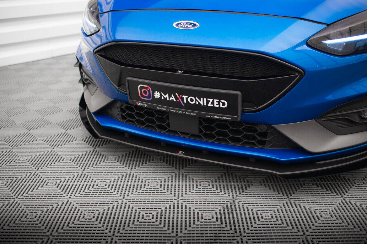 Street Pro Frontlippe passend für Ford Focus ST / ST-Line Mk4 schwarz matt + Hochglanz Flaps