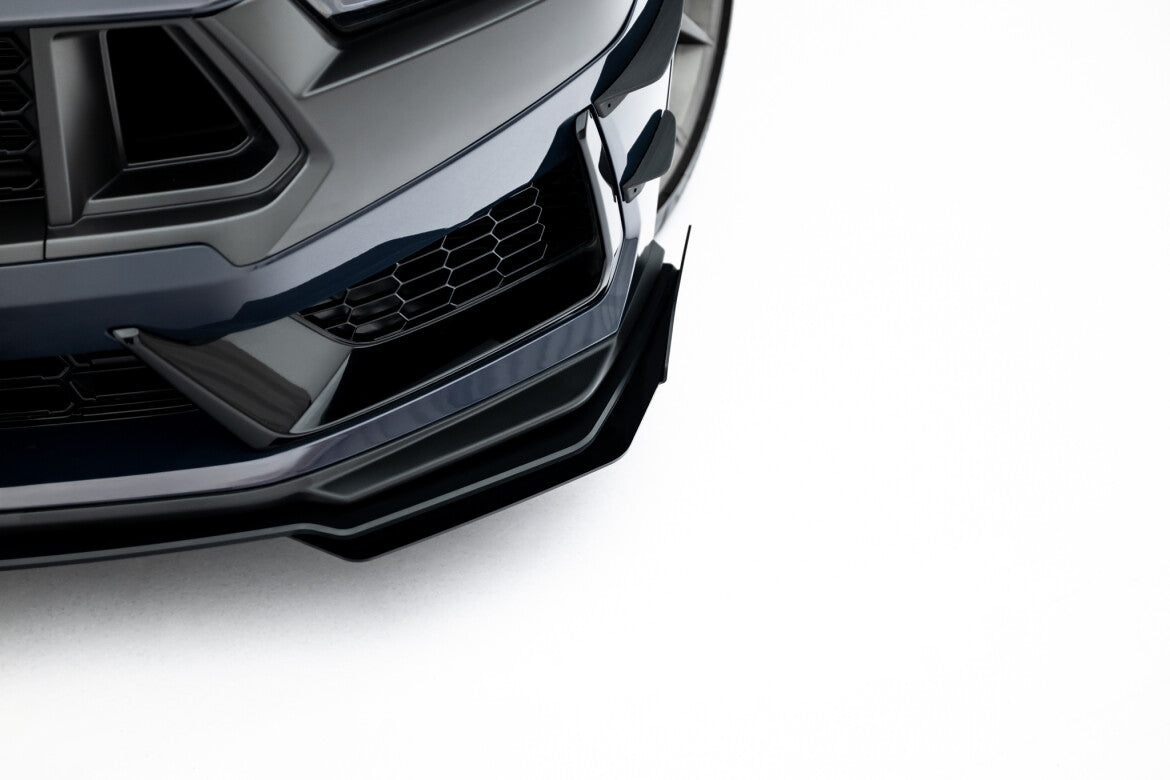 Street Pro Frontlippe passend für Ford Mustang Dark Horse Mk7 schwarz matt + Hochglanz Flaps