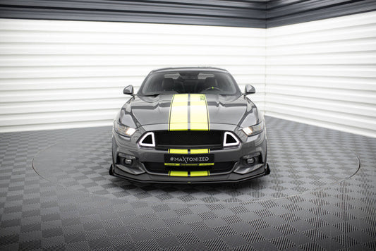 Street Pro Frontlippe passend für Ford Mustang GT Mk6 schwarz matt + Hochglanz Flaps