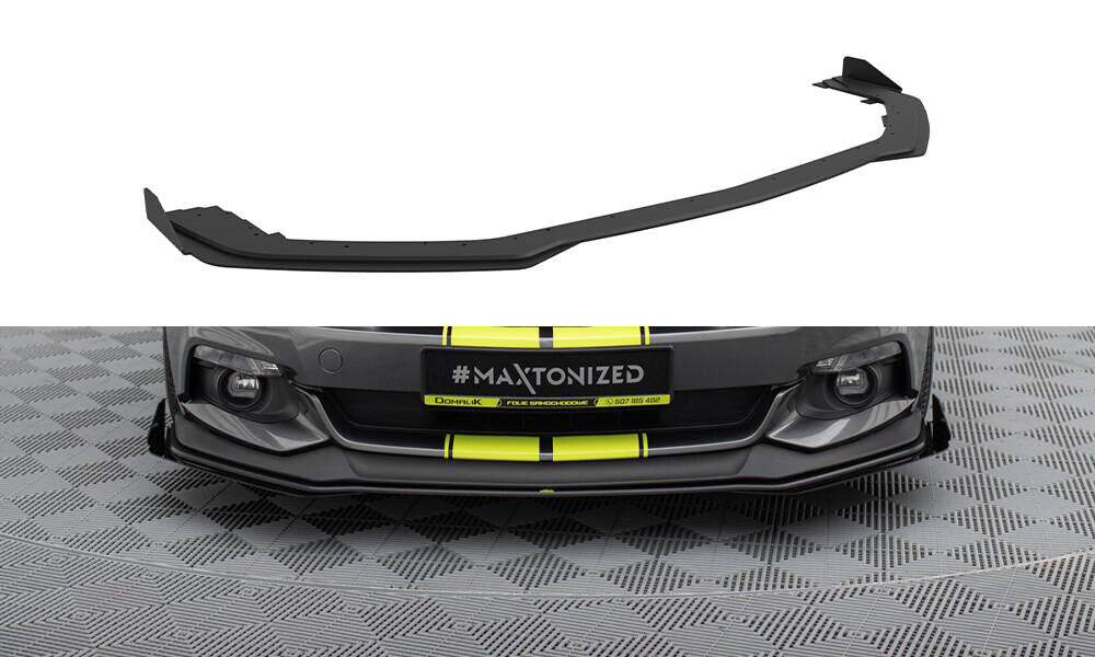 Street Pro Frontlippe passend für Ford Mustang GT Mk6 schwarz matt + Hochglanz Flaps