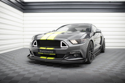 Street Pro Frontlippe passend für Ford Mustang GT Mk6 schwarz matt + Hochglanz Flaps