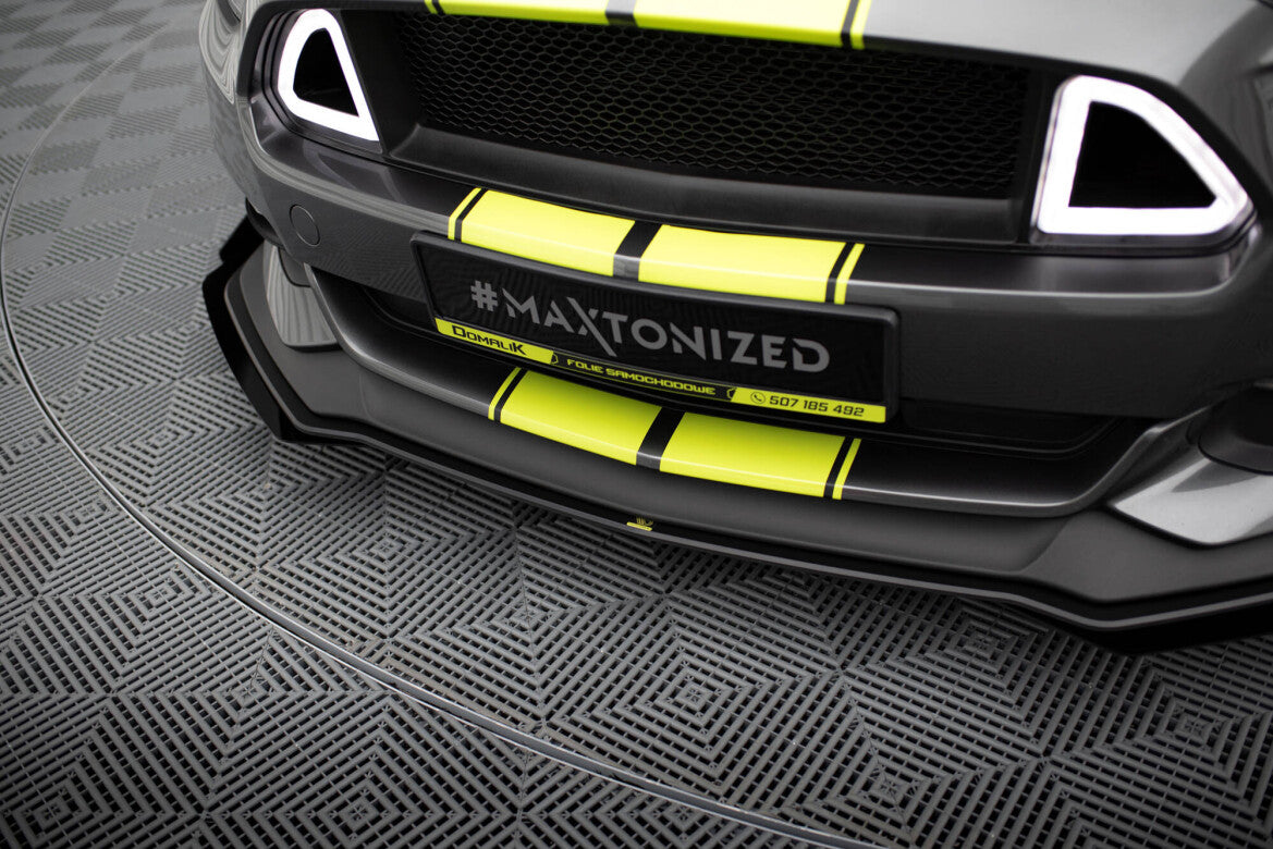 Street Pro Frontlippe passend für Ford Mustang GT Mk6 schwarz matt + Hochglanz Flaps