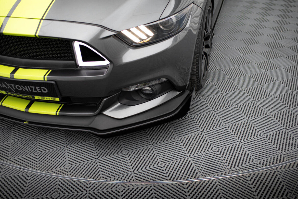 Street Pro Frontlippe passend für Ford Mustang GT Mk6 schwarz matt + Hochglanz Flaps