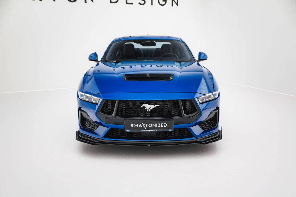 Street Pro Frontlippe passend für Ford Mustang GT Mk7 schwarz matt + Hochglanz Flaps