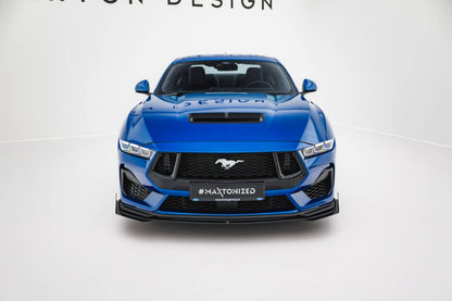 Street Pro Frontlippe passend für Ford Mustang GT Mk7 schwarz matt + Hochglanz Flaps