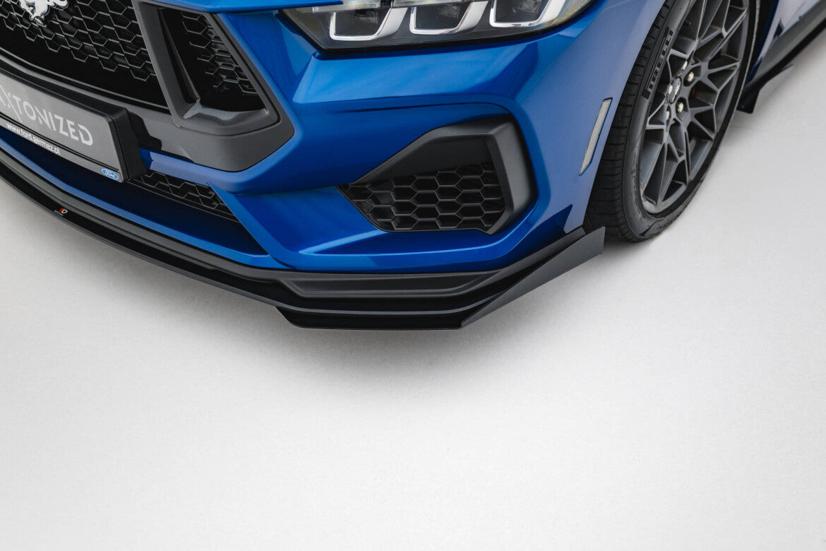 Street Pro Frontlippe passend für Ford Mustang GT Mk7 schwarz matt + Hochglanz Flaps