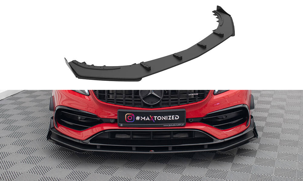 Street Pro Frontlippe passend für Mercedes A 45 AMG Aero W176 FL schwarz matt + Hochglanz Flaps