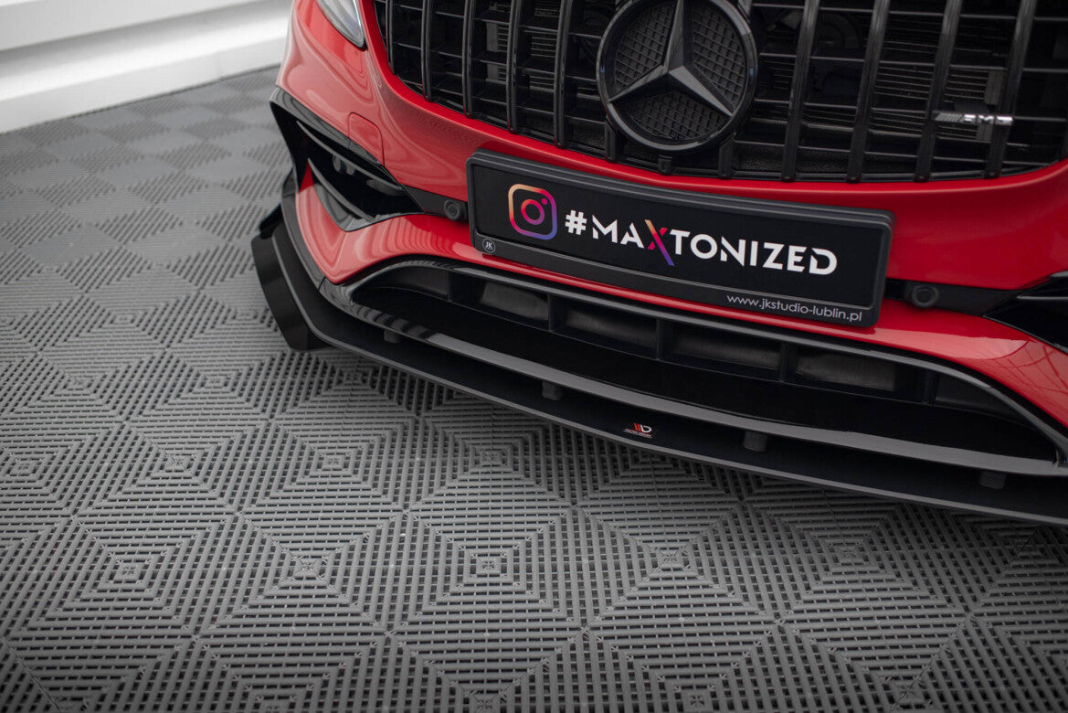 Street Pro Frontlippe passend für Mercedes A 45 AMG Aero W176 FL schwarz matt + Hochglanz Flaps
