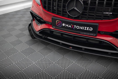 Street Pro Frontlippe passend für Mercedes A 45 AMG Aero W176 FL schwarz matt + Hochglanz Flaps