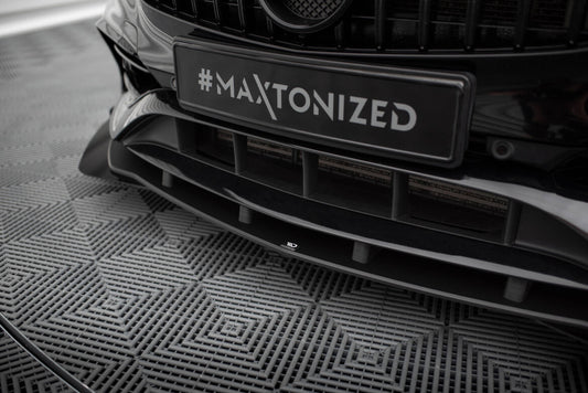 Street Pro Frontlippe passend für Mercedes A AMG-Line W176 FL schwarz matt + Hochglanz Flaps