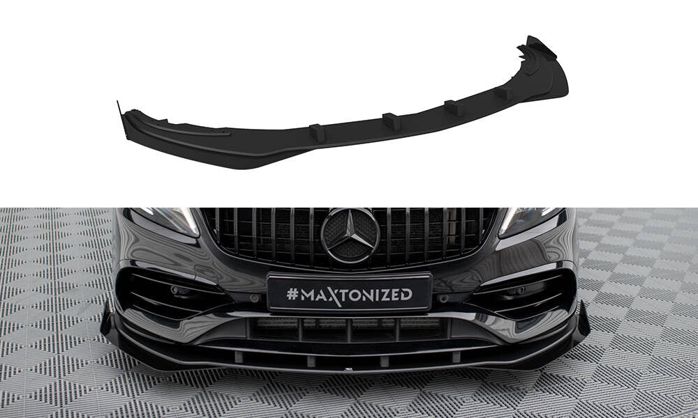 Street Pro Frontlippe passend für Mercedes A AMG-Line W176 FL schwarz matt + Hochglanz Flaps