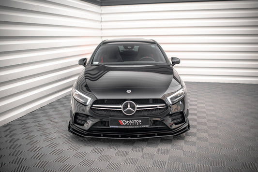 Street Pro Frontlippe passend für Mercedes A35 AMG / AMG-Line Aero Pack W177 schwarz matt + Hochglanz Flaps