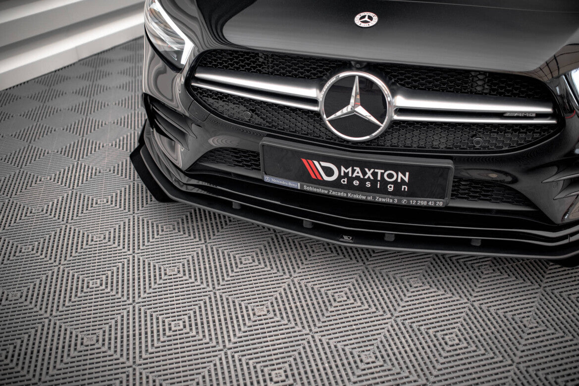 Street Pro Frontlippe passend für Mercedes A35 AMG / AMG-Line Aero Pack W177 schwarz matt + Hochglanz Flaps