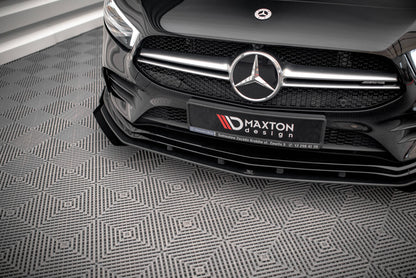 Street Pro Frontlippe passend für Mercedes A35 AMG / AMG-Line Aero Pack W177 schwarz matt + Hochglanz Flaps