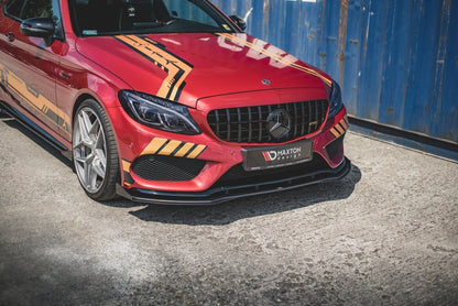 Street Pro Frontlippe passend für Mercedes-AMG C43 / AMG-Line Coupe C205 schwarz matt + Hochglanz Flaps