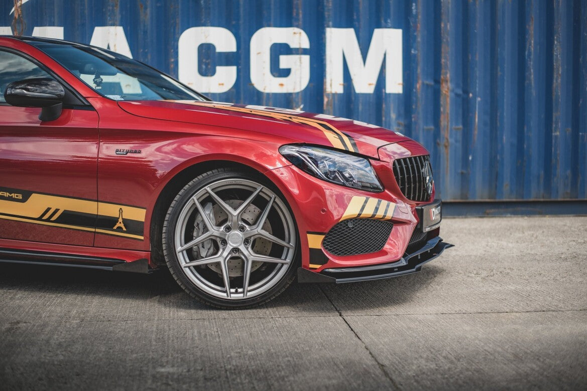 Street Pro Frontlippe passend für Mercedes-AMG C43 / AMG-Line Coupe C205 schwarz matt + Hochglanz Flaps