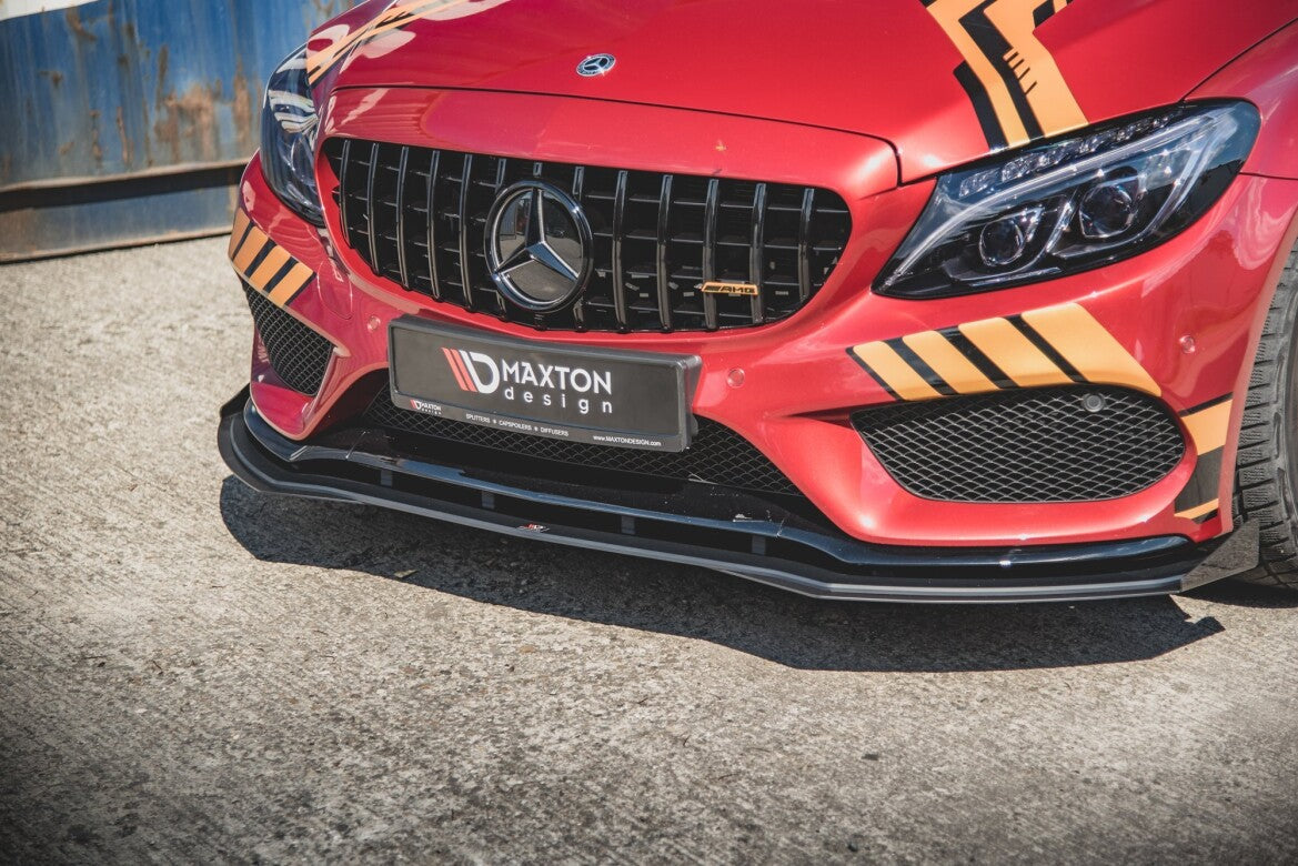 Street Pro Frontlippe passend für Mercedes-AMG C43 / AMG-Line Coupe C205 schwarz matt + Hochglanz Flaps