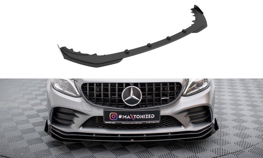 Street Pro Frontlippe passend für Mercedes-AMG C43 Coupe / Cabrio C205 FL / A205 FL schwarz matt + Hochglanz Flaps