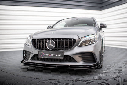 Street Pro Frontlippe passend für Mercedes-AMG C43 Coupe / Cabrio C205 FL / A205 FL schwarz matt + Hochglanz Flaps