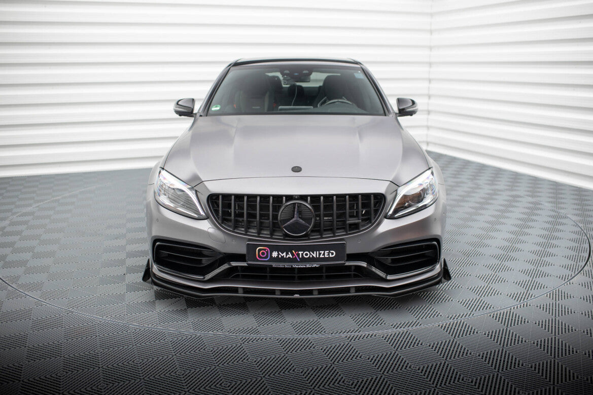 Street Pro Frontlippe passend für Mercedes-AMG C63 Limousine / Kombi W205 FL schwarz matt + Hochglanz Flaps