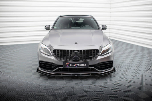 Street Pro Frontlippe passend für Mercedes-AMG C63 Limousine / Kombi W205 FL schwarz matt + Hochglanz Flaps