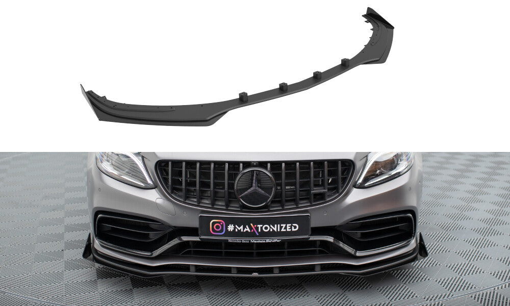 Street Pro Frontlippe passend für Mercedes-AMG C63 Limousine / Kombi W205 FL schwarz matt + Hochglanz Flaps