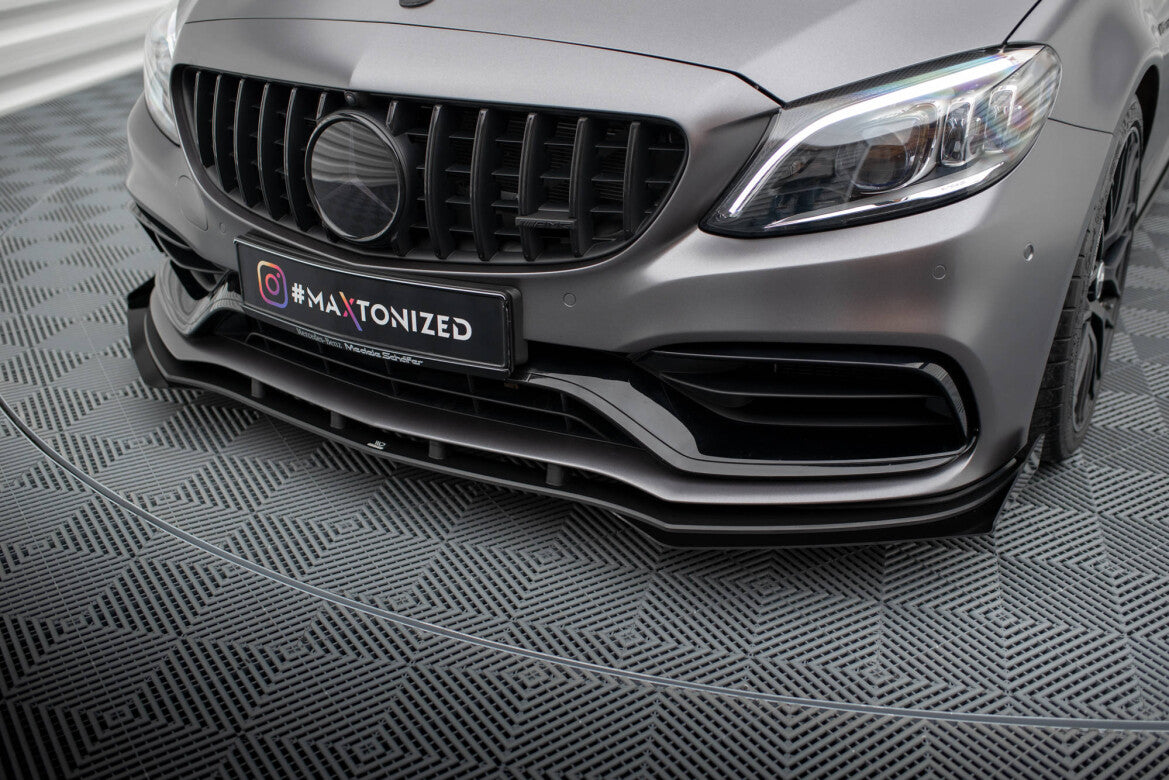 Street Pro Frontlippe passend für Mercedes-AMG C63 Limousine / Kombi W205 FL schwarz matt + Hochglanz Flaps