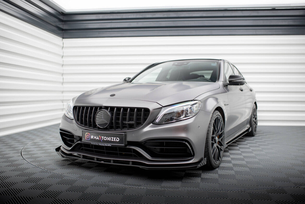 Street Pro Frontlippe passend für Mercedes-AMG C63 Limousine / Kombi W205 FL schwarz matt + Hochglanz Flaps