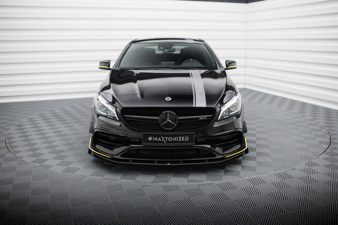 Street Pro Frontlippe passend für Mercedes-AMG CLA 45 Aero C117 FL schwarz matt + Hochglanz Flaps