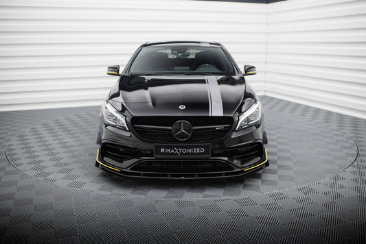 Street Pro Frontlippe passend für Mercedes-AMG CLA 45 Aero C117 FL schwarz matt + Hochglanz Flaps