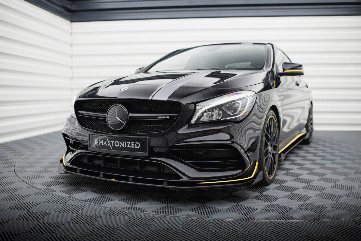 Street Pro Frontlippe passend für Mercedes-AMG CLA 45 Aero C117 FL schwarz matt + Hochglanz Flaps