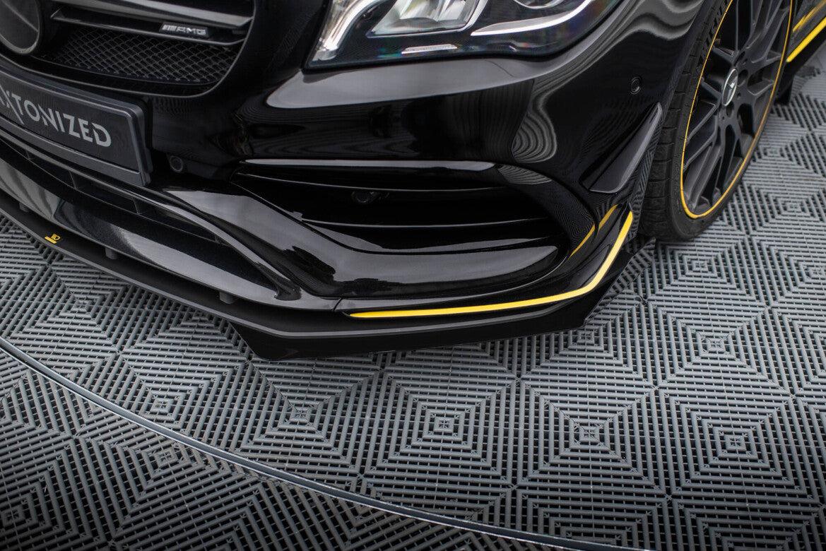 Street Pro Frontlippe passend für Mercedes-AMG CLA 45 Aero C117 FL schwarz matt + Hochglanz Flaps