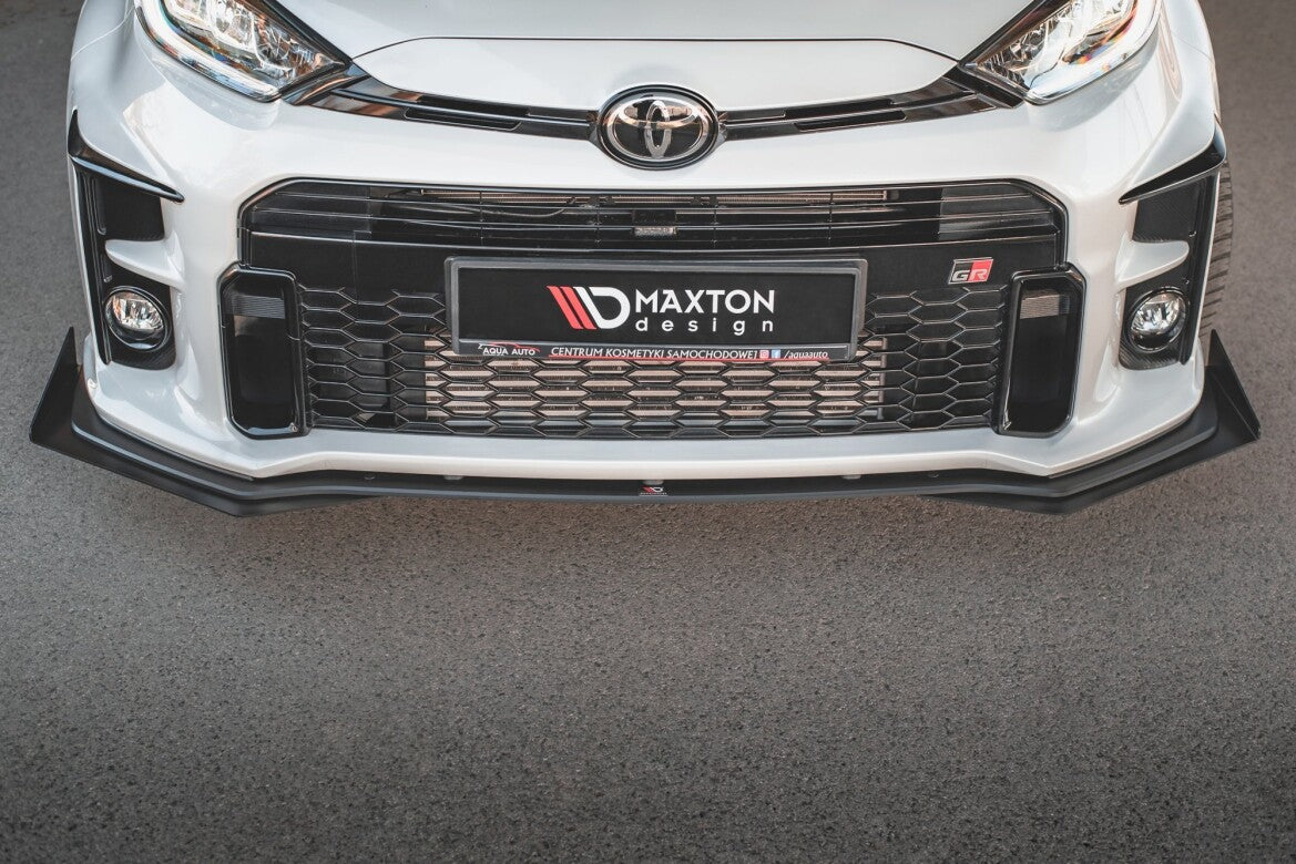 Street Pro Frontlippe passend für Toyota GR Yaris Mk4 schwarz matt + Hochglanz Flaps