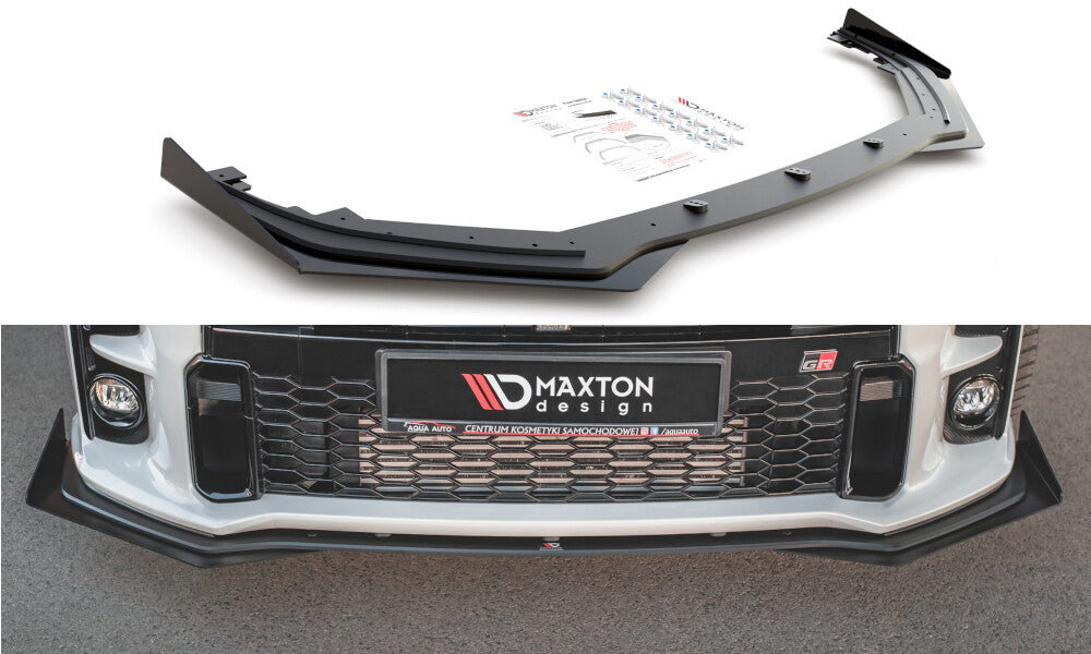 Street Pro Frontlippe passend für Toyota GR Yaris Mk4 schwarz matt + Hochglanz Flaps