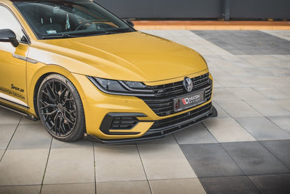 Street Pro Frontlippe passend für VW Arteon R-Line Limousine / Shooting Brake Mk1 schwarz matt + Hochglanz Flaps
