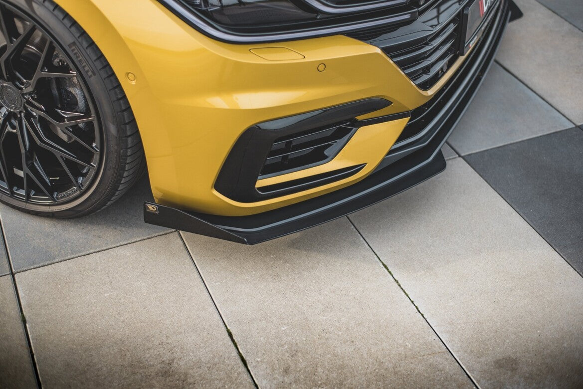Street Pro Frontlippe passend für VW Arteon R-Line Limousine / Shooting Brake Mk1 schwarz matt + Hochglanz Flaps