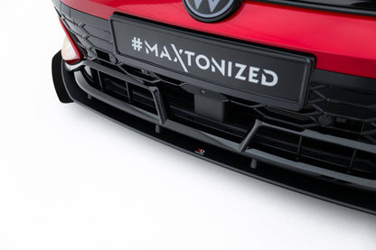 Street Pro Frontlippe passend für VW Golf GTI Clubsport Mk8 FL schwarz matt + Hochglanz Flaps