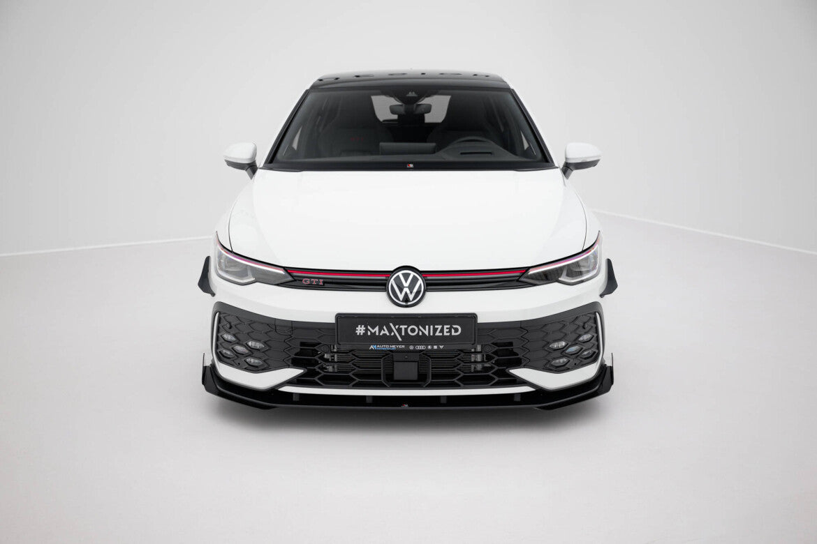 Street Pro Frontlippe passend für VW Golf GTI / GTE / R-Line Mk8 FL schwarz matt + Hochglanz Flaps