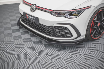 Street Pro Frontlippe passend für VW Golf GTI / GTE / R-Line Mk8 schwarz matt + Hochglanz Flaps