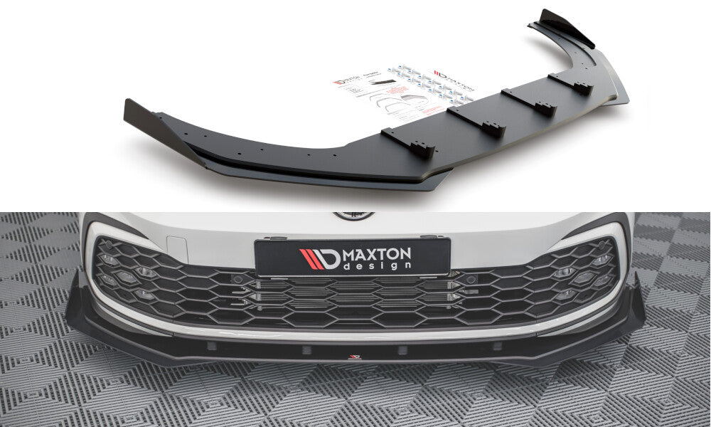 Street Pro Frontlippe passend für VW Golf GTI / GTE / R-Line Mk8 schwarz matt + Hochglanz Flaps