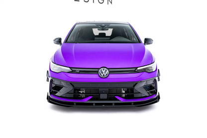 Street Pro Frontlippe passend für VW Golf R Hatchback Mk8 FL schwarz matt + Hochglanz Flaps