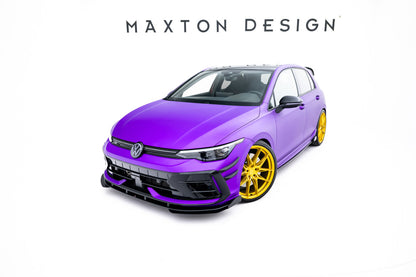 Street Pro Frontlippe passend für VW Golf R Hatchback Mk8 FL schwarz matt + Hochglanz Flaps