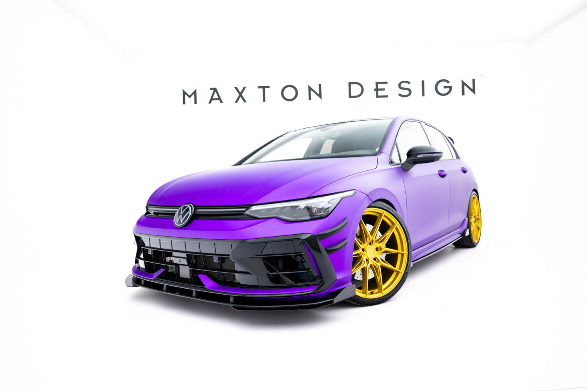 Street Pro Frontlippe passend für VW Golf R Hatchback Mk8 FL schwarz matt + Hochglanz Flaps