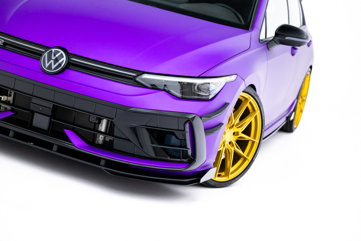 Street Pro Frontlippe passend für VW Golf R Hatchback Mk8 FL schwarz matt + Hochglanz Flaps
