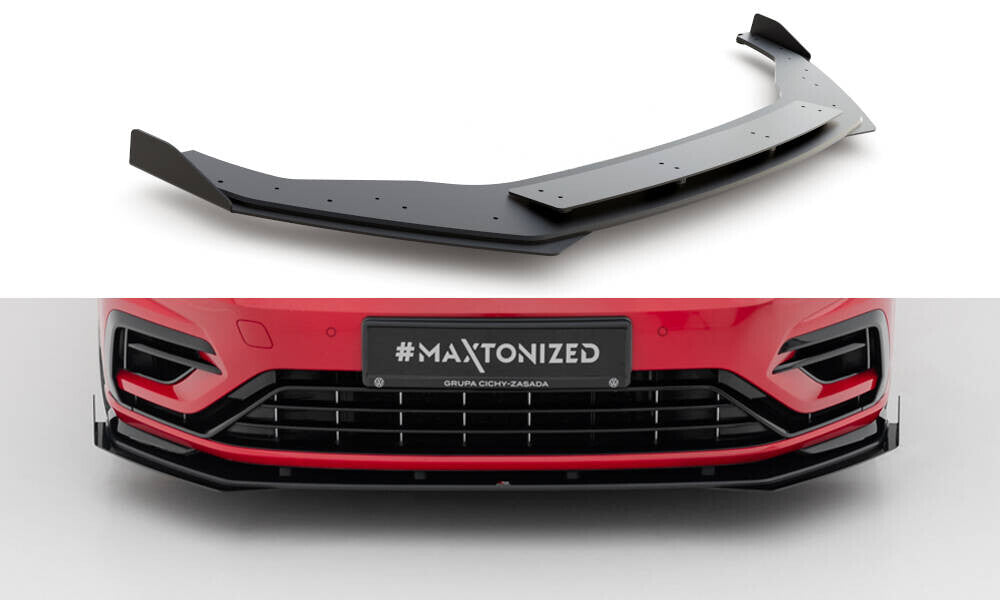 Street Pro Frontlippe passend für VW Golf R / R-Line Mk7 FL schwarz matt + Hochglanz Flaps
