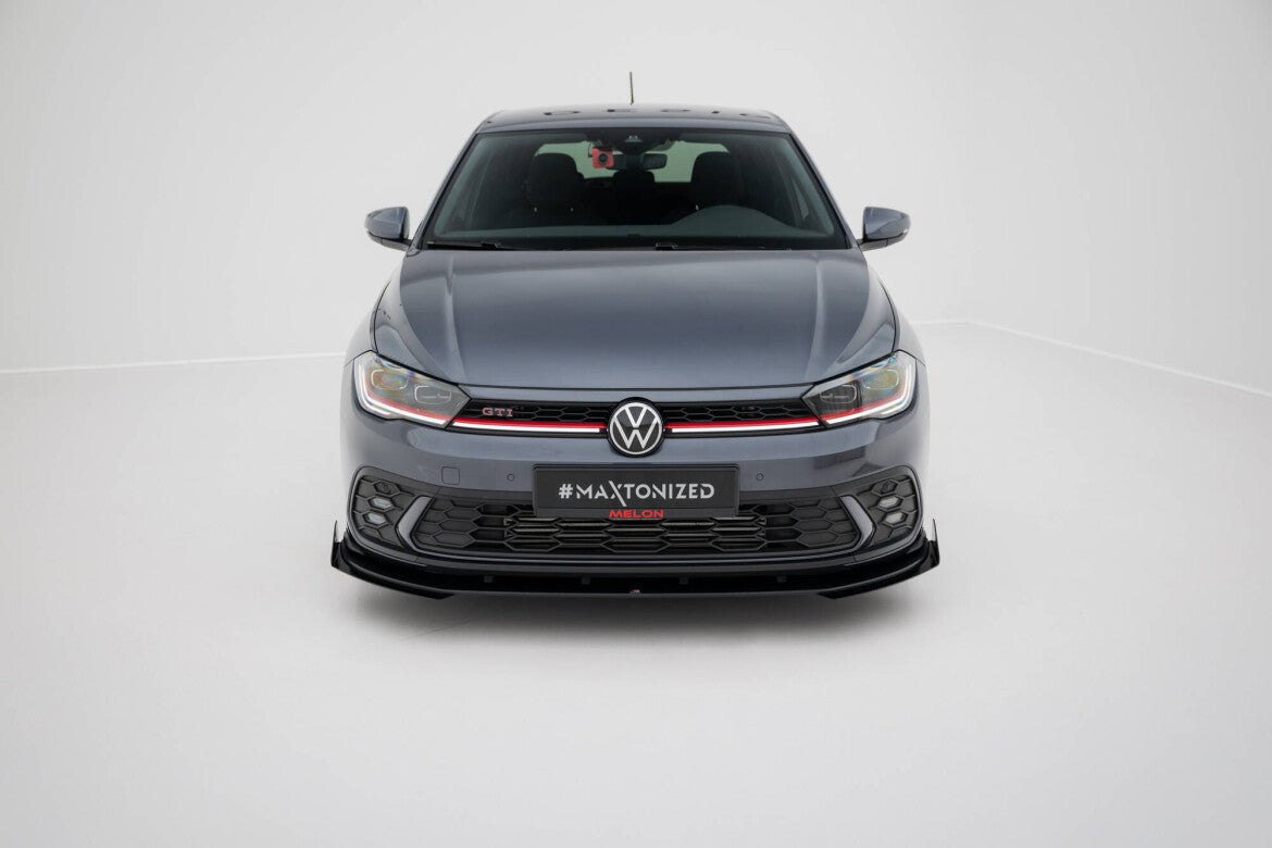 Street Pro Frontlippe passend für VW Polo GTI Mk6 FL schwarz matt + Hochglanz Flaps