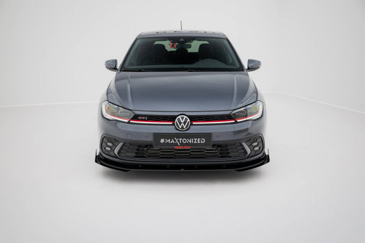 Street Pro Frontlippe passend für VW Polo GTI Mk6 FL schwarz matt + Hochglanz Flaps
